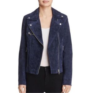 Blank NYC Navy Suede Moto Jacket In Blue Valentine Size Small